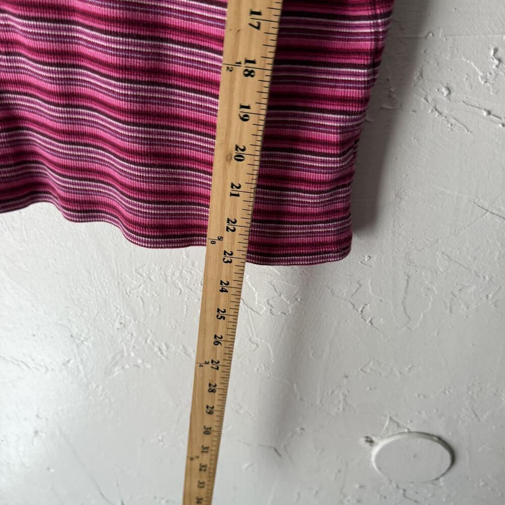 St Johns Bay Shirt Vintage Y2k Extra Large Pink Striped V Neck Short Sleeve‎ - Picture 5 of 7